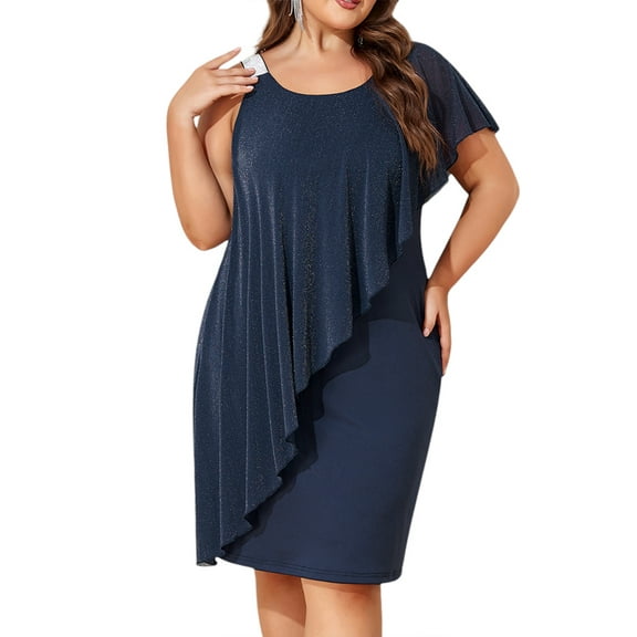 LilyLLL Womens Plus Size Evening Party Frilled Formal Dress