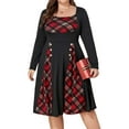 thumbnail image 1 of LilyLLL Womens Plus Size Plaid Check Print Long Sleeve Christmas Party Fancy Dress, 1 of 6