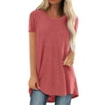 thumbnail image 1 of LilyLLL Womens Plus Size Solid Color Short Sleeve Tunic T Shirt Tops, 1 of 3