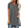 thumbnail image 1 of LilyLLL Womens Plus Size Solid Color Short Sleeve Tunic T Shirt Tops, 1 of 3