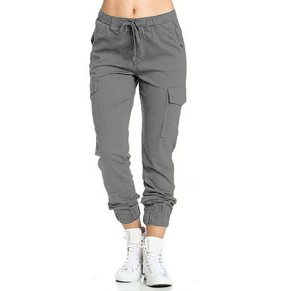 LilyLLL Womens Pocket Cargo Pants Sport Fitness Jogging Pull On Trousers