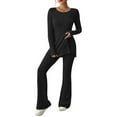 thumbnail image 1 of LilyLLL Womens Ribbed Knit Tracksuit Set Long Sleeve Tops Jogger Pants Loungewear, 1 of 4