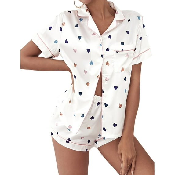 LilyLLL Womens Satin Silk Short Sleeve Tops Shorts Pyjamas Pjs Set Lingerie Sleepwear