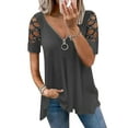 thumbnail image 1 of LilyLLL Womens Sequins Hollow Cold Shoulder T-shirt Short Sleeve Plus Size Blouse Tops, 1 of 2