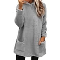 thumbnail image 1 of LilyLLL Womens Sherpa Fleece Pockets Hoodie Sweatshirt Solid Color Pullover Sweater Tops, 1 of 3