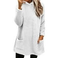 thumbnail image 1 of LilyLLL Womens Sherpa Fleece Pockets Hoodie Sweatshirt Solid Color Pullover Sweater Tops, 1 of 3