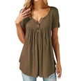 thumbnail image 1 of LilyLLL Womens Summer Short Sleeve Blouse Loose Solid Color T Shirt Tops, 1 of 2