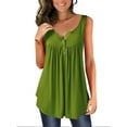 thumbnail image 1 of LilyLLL Womens Sleeveless Buttons Solid Color Flowy Blouse Tank Tops, 1 of 2