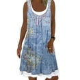 thumbnail image 1 of LilyLLL Womens Sleeveless Printed Sundress Fake Two Pieces Summer Loose Tank Dress, 1 of 2
