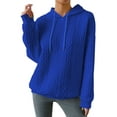 thumbnail image 1 of LilyLLL Womens Solid Color Hoodie Sweatshirt Jacquard Knit Sweater Pullover Tops, 1 of 4