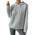 thumbnail image 1 of LilyLLL Womens Solid Color Hoodie Sweatshirt Jacquard Knit Sweater Pullover Tops, 1 of 1