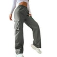 thumbnail image 1 of LilyLLL Womens Straight Leg Combat Cargo Trousers Casual Workwear Jogger Pants, 1 of 4