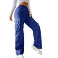 thumbnail image 1 of LilyLLL Womens Straight Leg Combat Cargo Trousers Casual Workwear Jogger Pants, 1 of 4