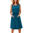 thumbnail image 1 of LilyLLL Womens Summer Buttons Sundress Sleeveless Solid Color Pockets Maxi Dress, 1 of 2