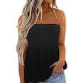 thumbnail image 1 of LilyLLL Womens Summer Off Shoulder Strapless Bandeau Tank Blouse Flowy Tops, 1 of 2