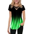 thumbnail image 1 of LilyLLL Womens Summer T-shirt Short Sleeve Criss Cross Printed Blouse Tee, 1 of 5