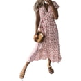 thumbnail image 1 of LilyLLL Womens Sunflower Print Sundress Short Sleeve V Neck Wrapped Maxi Dress, 1 of 5