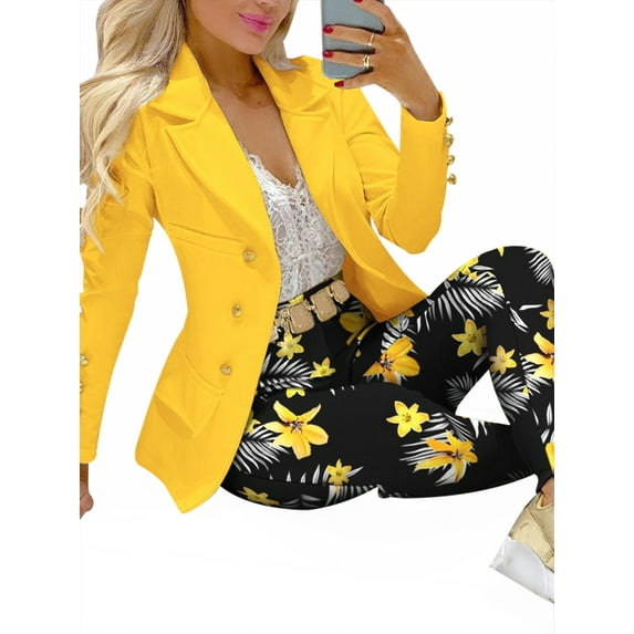 LilyLLL Womens Two Pieces Workwear OL Office Work Blazer Suit Coat Chino Pants Outfit