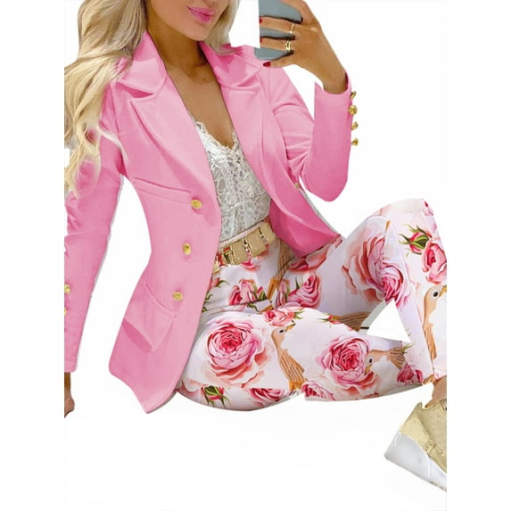 LilyLLL Womens Two Pieces Workwear OL Office Work Blazer Suit Coat Chino Pants Outfit