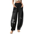 thumbnail image 1 of LilyLLL Womens Vacation Elastic Waist Floral Pockets Casual Pants, 1 of 5