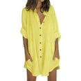 thumbnail image 1 of LilyLLL Womens Vacation Loose Tunic Blouse Buttons Down Pocket Shirt Tops, 1 of 4