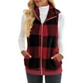 thumbnail image 1 of LilyLLL Womens Winter Fleece Sleeveless Vest Jacket Christmas Plaid Zipper Waistcoat Coat, 1 of 2