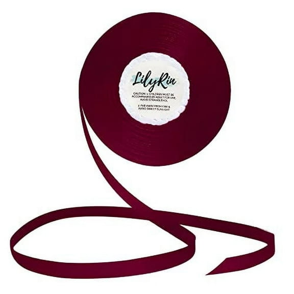 LilyRin Burgundy Ribbon 14 Inches 36 Yards Satin Roll Perfect for Scrapbooking, Art, Wedding, Wreath, Packing Birthday, Wrapping Christmas Gifts or Other Projects Maroon