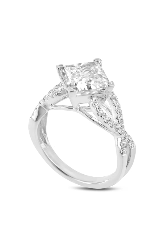 Lilya 3.5 CT Princess Cut Lab Grown Diamond Engagement Ring for Women in 14K White Gold Bridal Ring