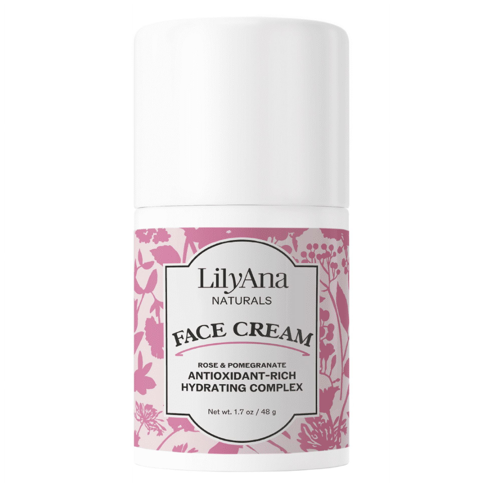 Lilyana Naturals, Face Cream Moisturizer for Women - Anti-Aging Wrinkle Cream for Face, Face Moisturizer For Dry Skin, Dark Spot Brightening, Rose and Pomegranate Extracts,100% Vegan -1.7oz