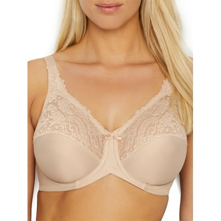 Women's Bali 0428 Lilyette Comfort Lace Minimizer Bra (Paris Nude 40D)