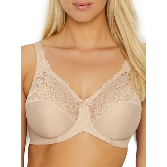 Women's Bali 0428 Lilyette Comfort Lace Minimizer Bra (Paris Nude 40D)