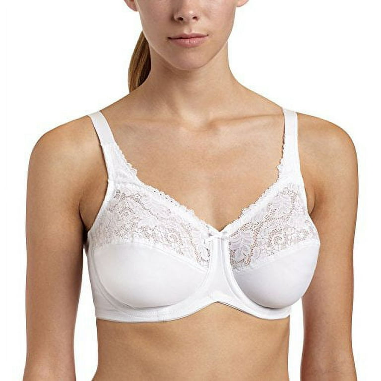 Lilyette® Women`s Tailored Minimizer Bra with Lace Trim,0428,36DD,White  (Pack of 2) 2 White 