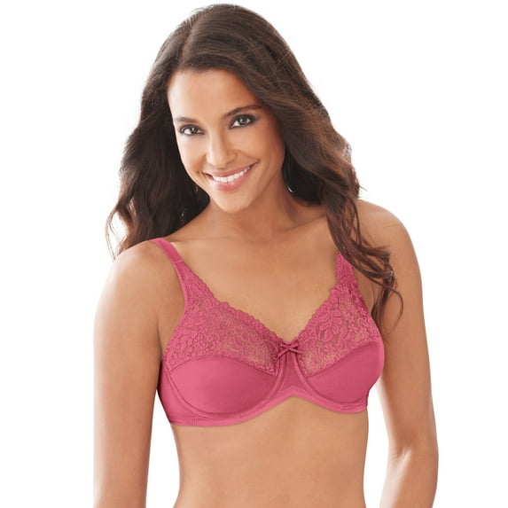 Lilyette by Bali Womens Tailored Minimizer Bra with Lace Trim