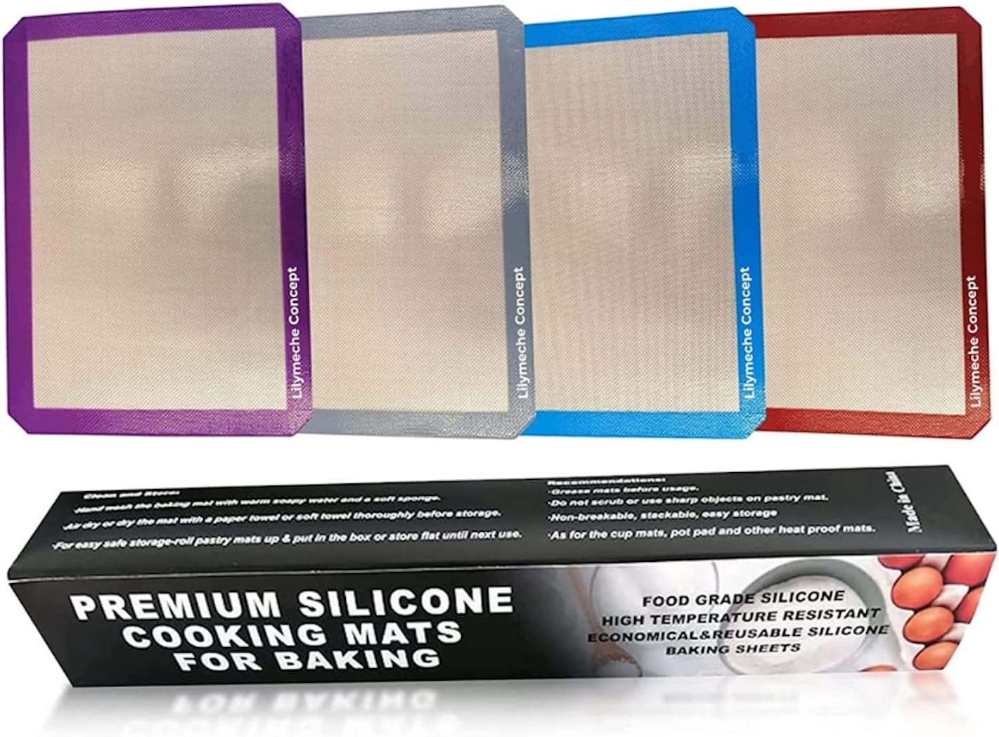 Lilymeche Concept | Silicone Baking Mat (4pc-Medium), BPA Free Large ...