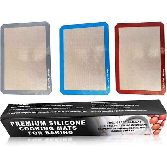 Lilymeche Concept | Silicone Baking Mat | BPA Free Large Nonstick Kitchen Professional Reusable Heat Resistant Baking Half Sheet Bakeware Mats for Cookies, Bread and Pastry(3pc) with Silicone Spatula