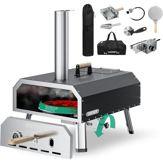 Lilypelle 16” Dual-Fuel Outdoor Pizza Oven, Portable