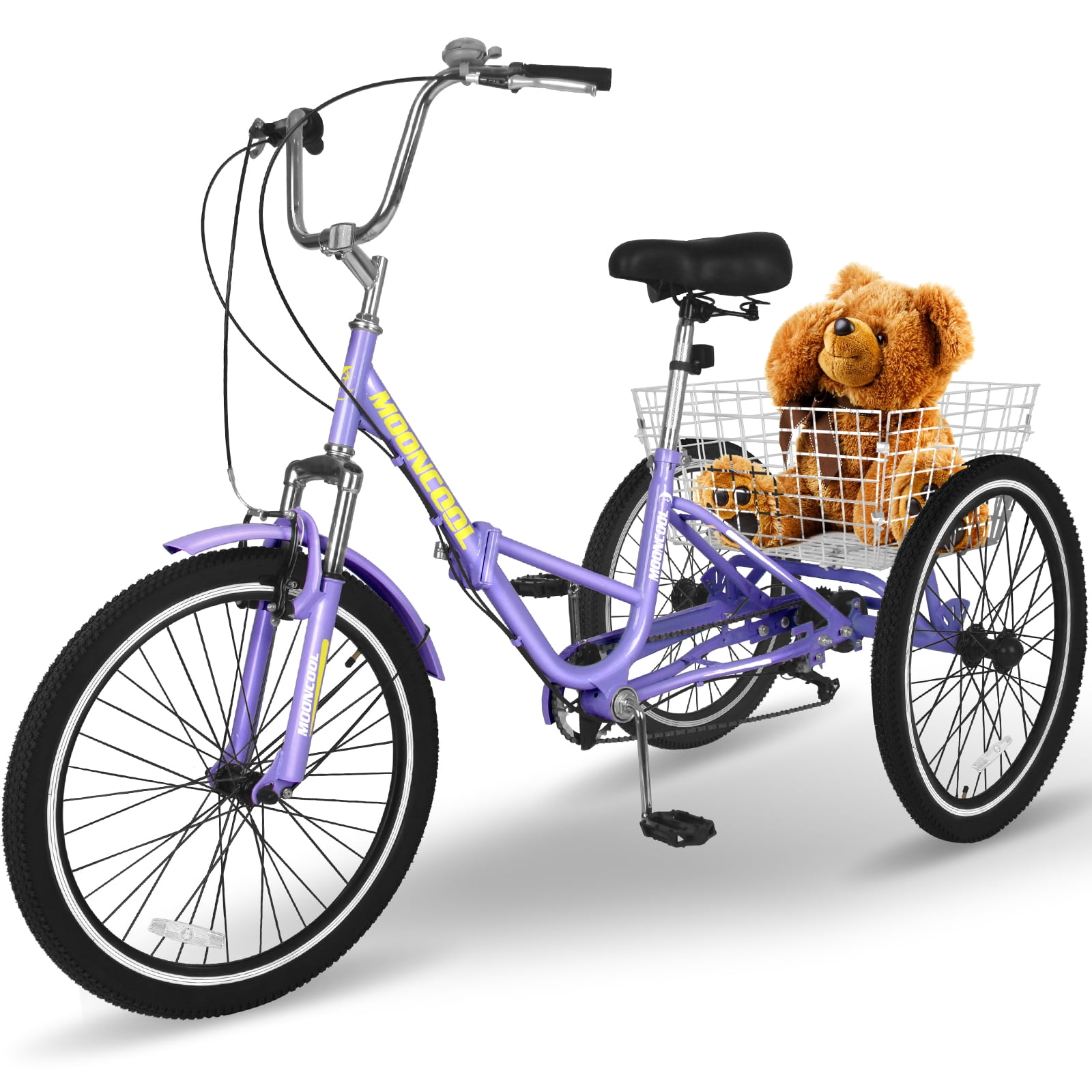 Lilypelle 20 Inch Adult Tricycles Folding Tricycle 3 Wheel Bikes 7 Speed Trike with Shopping Basket for Seniors