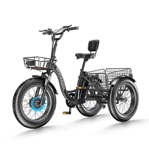 Lilypelle 20" x 4" Fat Tire 7 Speeds Electric Trike Tricycle for Adults,500W 48V 14.5Ah Lithium Battery ,3 Wheels Electric Trike for Men, Women, with Front & Rear Baskets