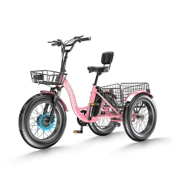 Lilypelle 20" x 4" Fat Tire 7 Speeds Electric Trike Tricycle for Adults,500W 48V 14.5Ah Lithium Battery ,3 Wheels Electric Trike for Men, Women, with Front & Rear Baskets