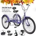 thumbnail image 1 of Lilypelle 24"/26" Adult Tricycle 3 Wheel Trike Low Stand-over Frame Bike with Shimano Derailleur,Large Rear Basket,Double Wall Rims, 1 of 14
