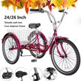 thumbnail image 1 of Lilypelle 24"/26" Adult Tricycle 3 Wheel Trike Low Stand-over Frame Bike with Shimano Derailleur,Large Rear Basket,Double Wall Rims, 1 of 13