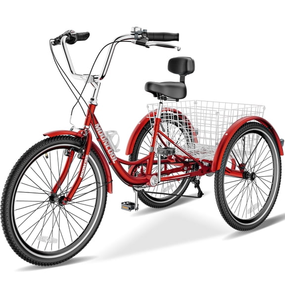 Lilypelle 24/26 inch Adult Tricycle for Women Men Seniors 7-Speed Three Wheel Cruiser Bike Trike with Large Basket, Low Step Through Frame,Exercise Shopping Tricycle Adult (Foldable&Non-foldable)