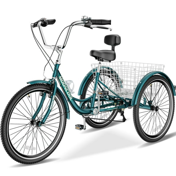 Lilypelle 24/26 inch Adult Tricycle for Women Men Seniors 7-Speed Three Wheel Cruiser Bike Trike with Large Basket, Low Step Through Frame,Exercise Shopping Tricycle Adult (Foldable&Non-foldable)