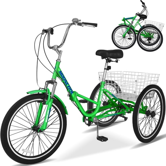 Lilypelle 24/26 inch Adult Tricycle for Women Men Seniors 7-Speed Three Wheel Cruiser Bike Trike with Large Basket, Low Step Through Frame,Exercise Shopping Tricycle Adult (Foldable&Non-foldable)