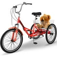thumbnail image 1 of Lilypelle 26" Adult Tricycle Folding Tricycle 3 Wheel Bikes 7 Speed Trikes with Shopping Basket for Seniors Adult,Red, 1 of 15