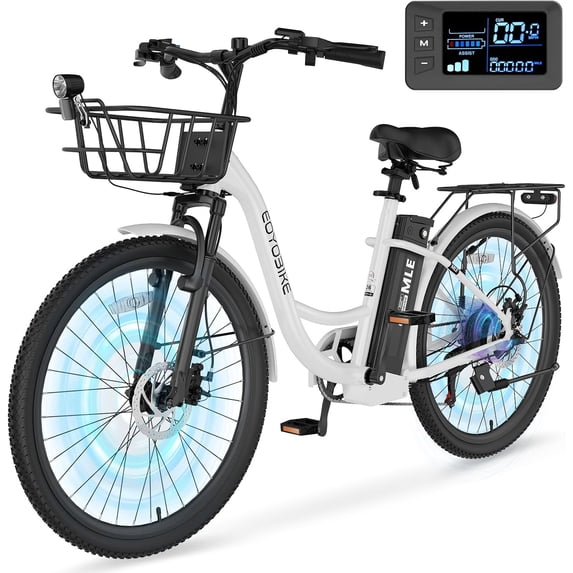 Lilypelle 26" Electric Bike for Women Adults, 36V 10.4Ah UL2849 (By SGS) Battery ,350W Helical Motor w/ 700W peak power , 7-Speed Electric Bicycle w/ Front Fork Suspension,Max 20mph,50 Miles,Class 2