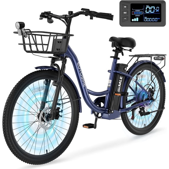 Lilypelle 26" Electric Bike for Women Adults, 36V 10.4Ah UL2849 (By SGS) Battery ,350W Helical Motor w/ 700W peak power , 7-Speed Electric Bicycle w/ Front Fork Suspension,Max 20mph,50 Miles,Class 2