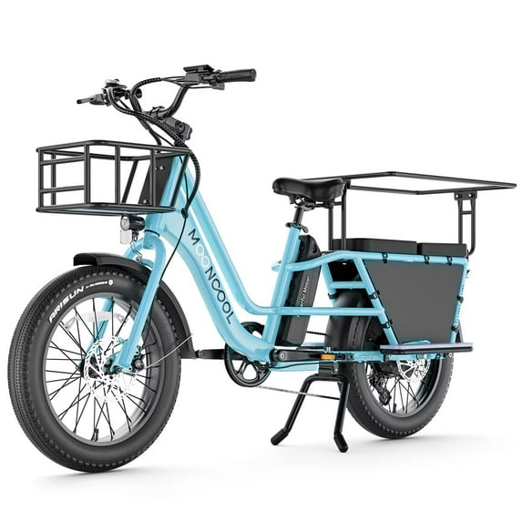 Lilypelle 7-Speed Electric Cargo Bike for Adults with Kits, 48V 20AH 750W Long Range Cargo Ebike,20MPH,Blue