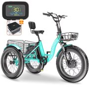 Lilypelle 7-Speed Electric Tricycle with 20 x 4 Fat Tires for Adults,500W 48V 14.5Ah Lithium Battery ,3 Wheels Electric bike with Front & Rear Basket for Men, Women,Senior