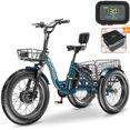 thumbnail image 1 of Lilypelle 7-Speed Electric Tricycle with 20" x 4" Fat Tires for Adults,500W 48V 14.5Ah Lithium Battery ,3 Wheels Electric bike with Front & Rear Basket for Men, Women,Senior,Green, 1 of 10